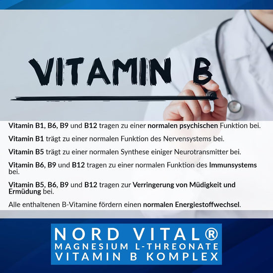 Nord Vital CerebraNova Magnesium-L-Threonat Komplex – Produktinformation zu den enthaltenen B-Vitaminen