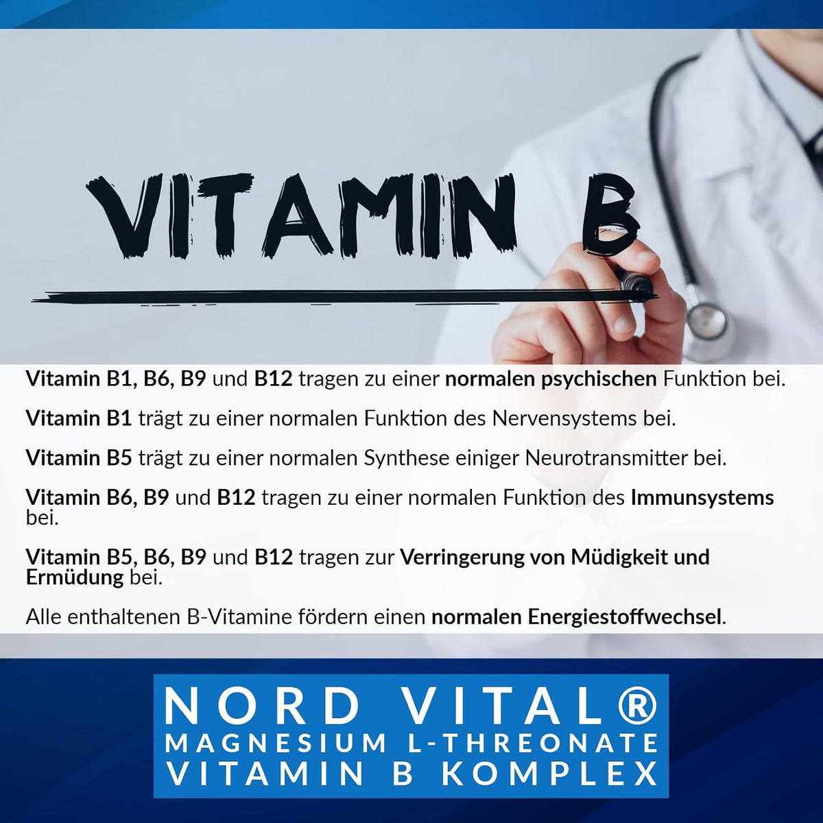 Nord Vital CerebraNova Magnesium-L-Threonat Komplex – Produktinformation zu den enthaltenen B-Vitaminen