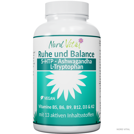 5-HTP, Ashwagandha, L-Tryptophan, Ruhe und Balance -13-in-1-Komplex