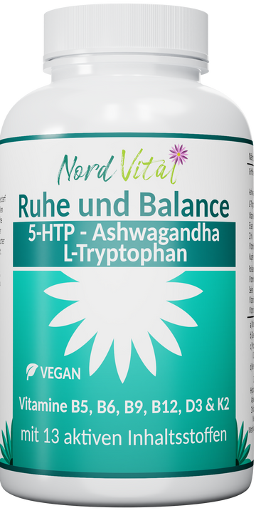 5-HTP, Ashwagandha, L-Tryptophan, Ruhe und Balance -13-in-1-Komplex
